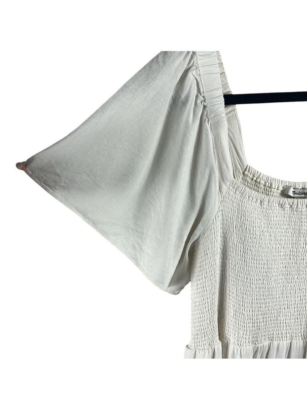 Madewell Flutter Sleeve Smocked Linen MIDI Dress Size XLP - Picture 5 of 8